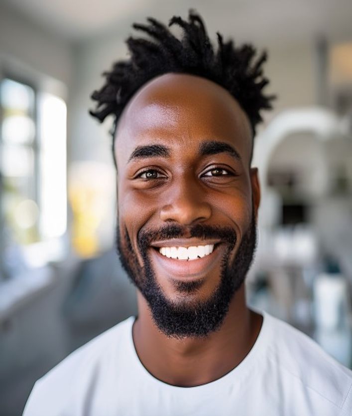 A happy patient with a bright smile after a visit to Ultra Smile